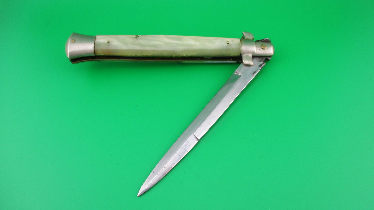 RAIMONDO SPRING ROSTFREI 28cm Italian Picklock Vintage 1950s automatic knife Pearlescent horn