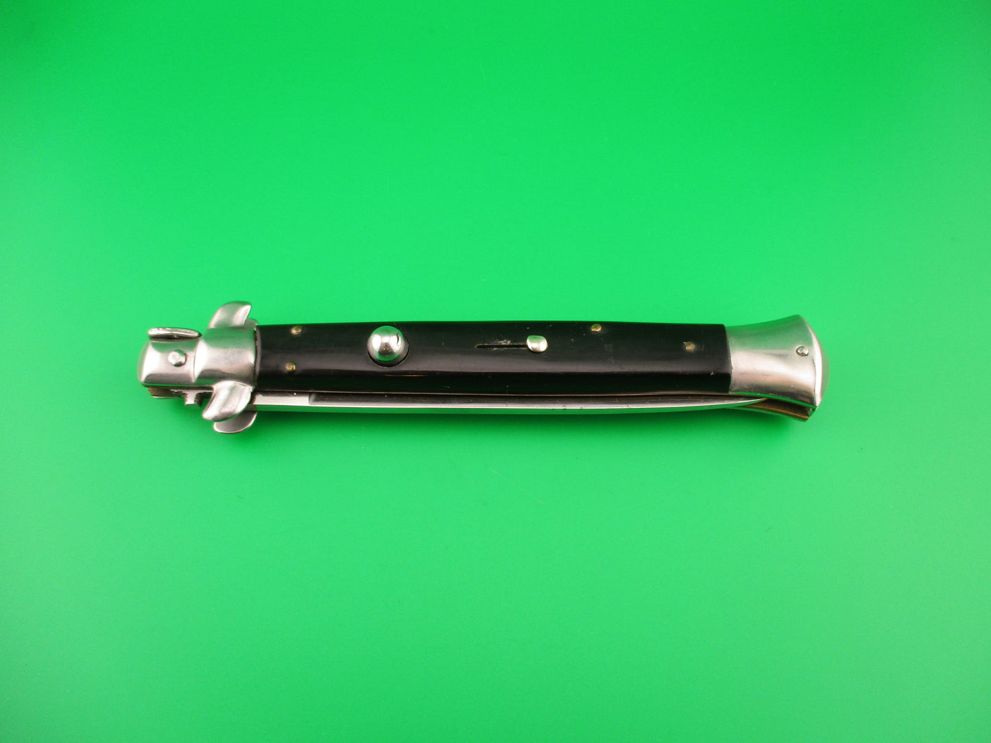 INOX (diamond) 28cm Italian Stiletto swivel bolster black automatic knife