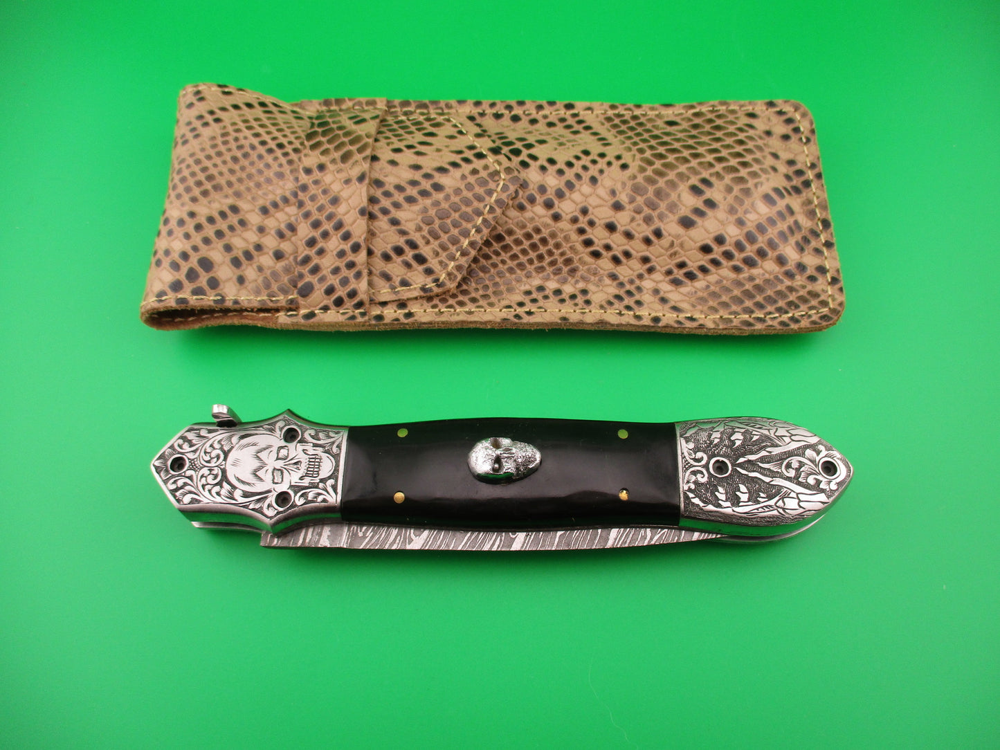 Grim Reaper Skull Button 29cm Custom Automatic Knife by Orang Zaib