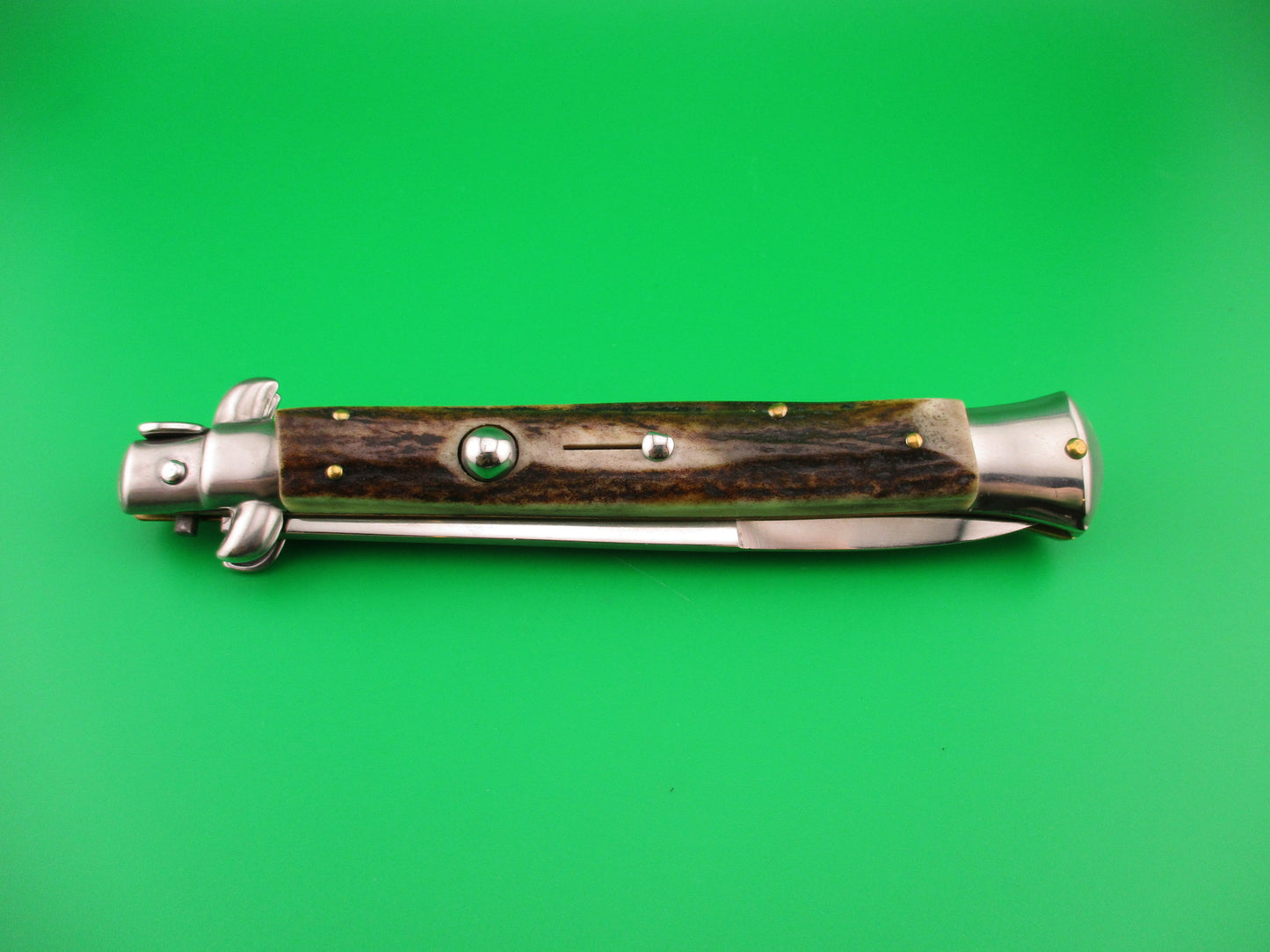 STILETTO ITALY ROSTFREI 27cm Italian Stiletto Stag Swivel bolster automatic knife