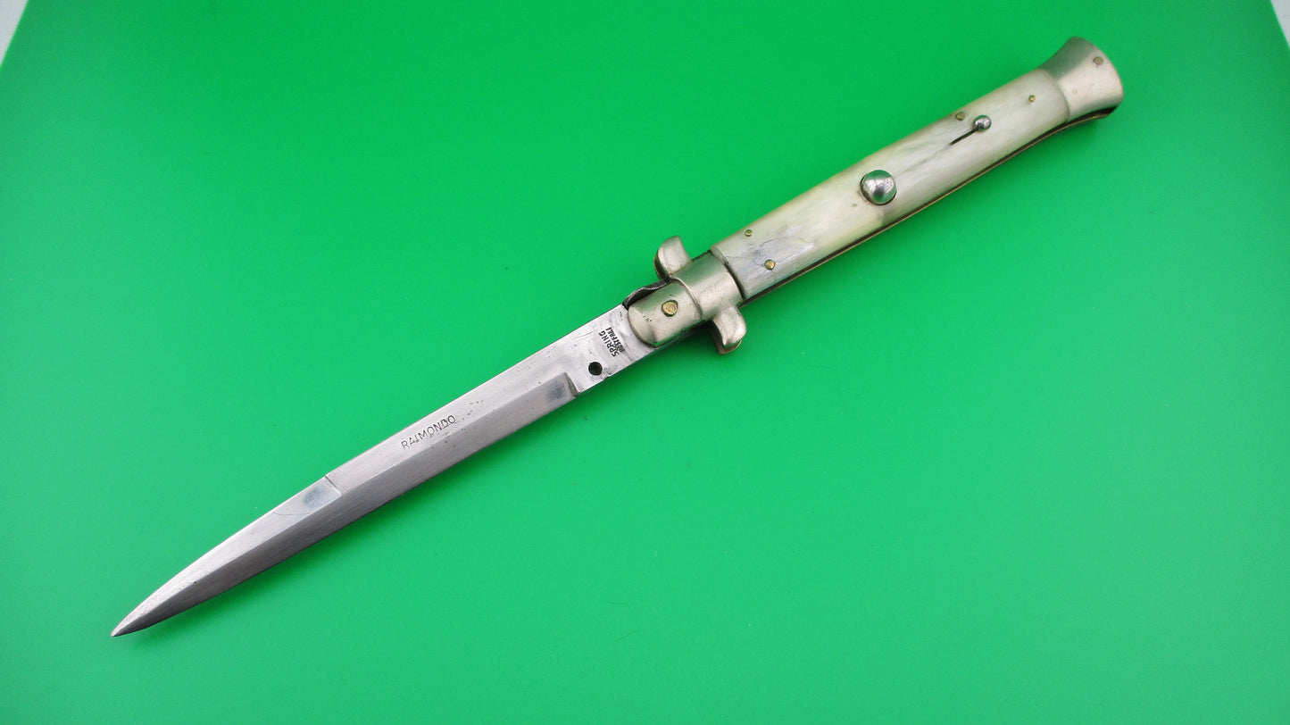 RAIMONDO SPRING ROSTFREI 28cm Italian Picklock Vintage 1950s automatic knife Pearlescent horn