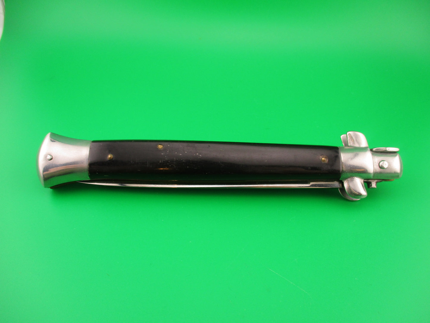 INOX (diamond) 28cm Italian Stiletto swivel bolster black automatic knife