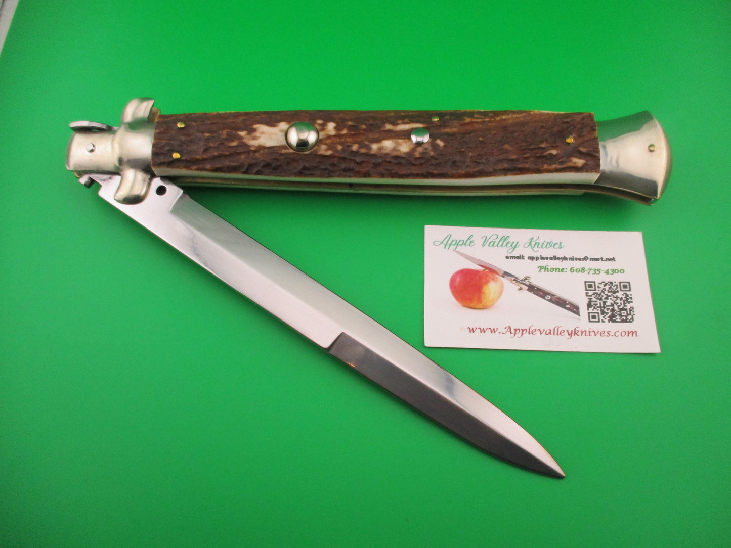 AGA CAMPOLIN ITALY 45cm Italian Picklock Stag stiletto 18 inch automatic knife