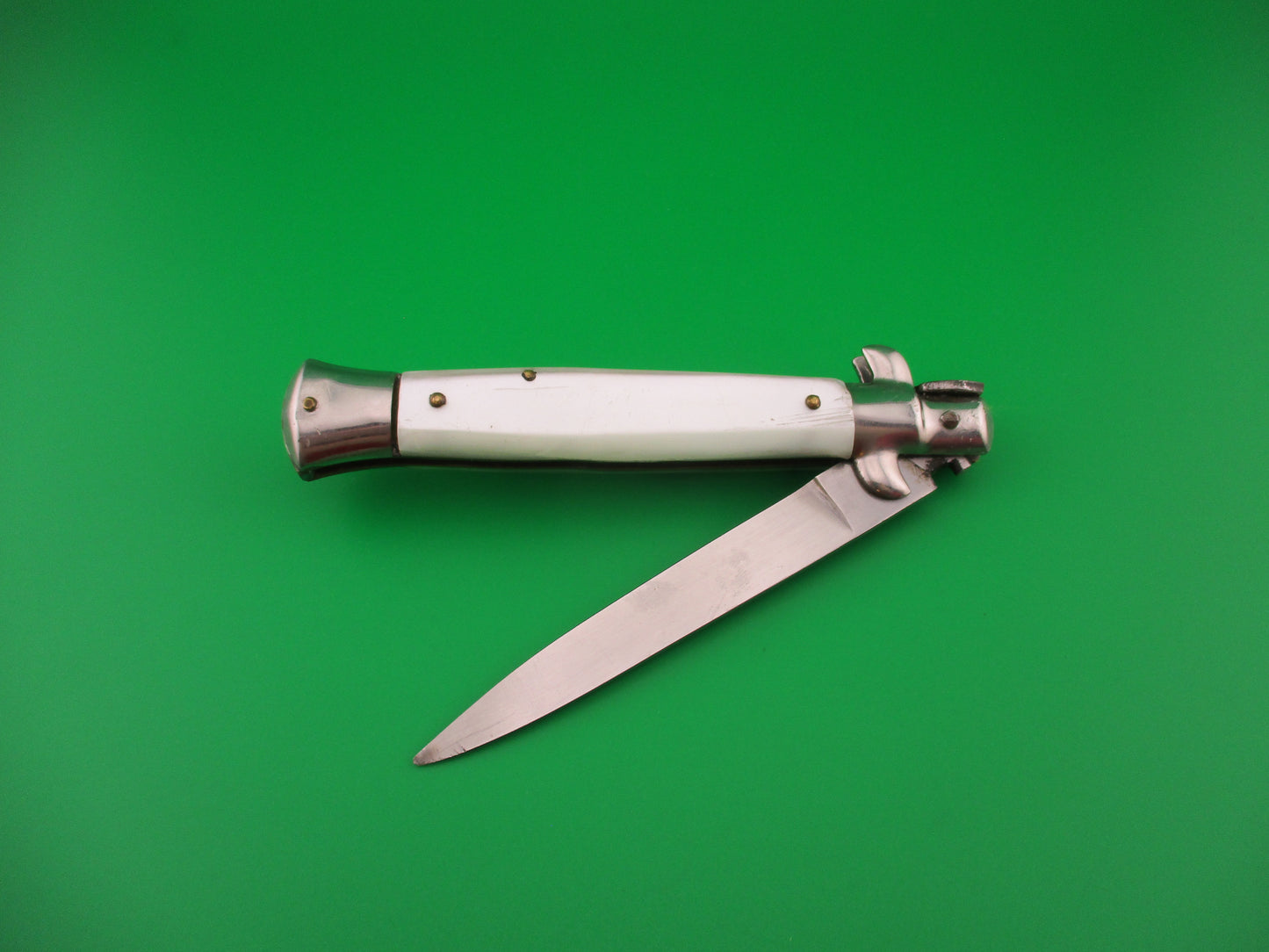 INOX 22cm Italian Stiletto Pearlex Swivel bolster vintage automatic knife