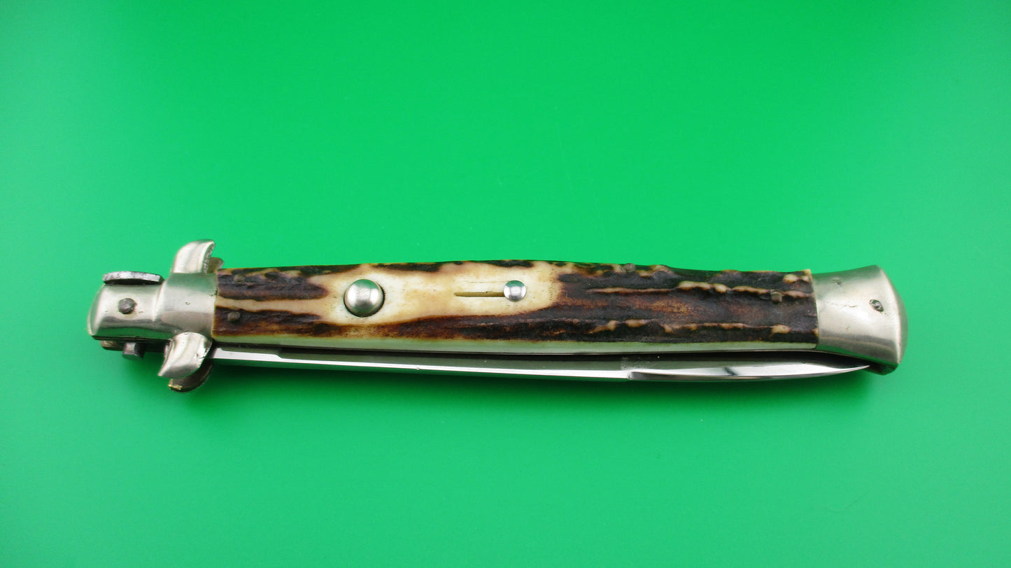 z 35MP INOX 33cm Italian Stiletto swivel bolster vintage Stag automatic knife
