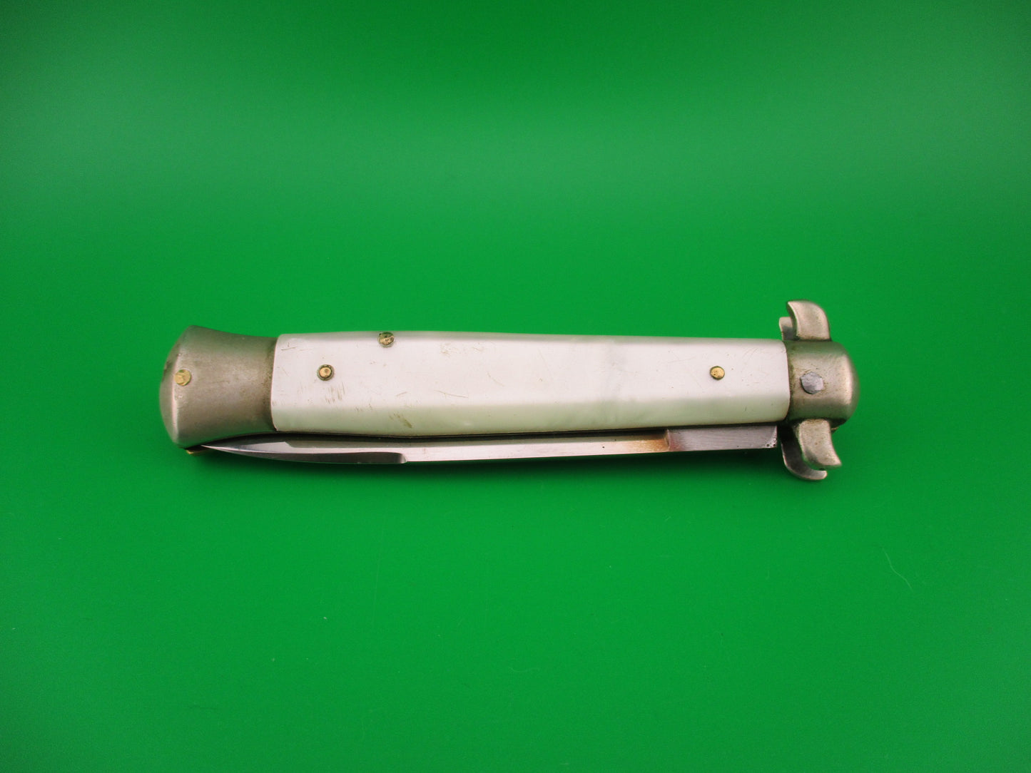 PATENT 96847 INOX 20cm Italian Derby Bolster Pearl BoBc vintage automatic knife