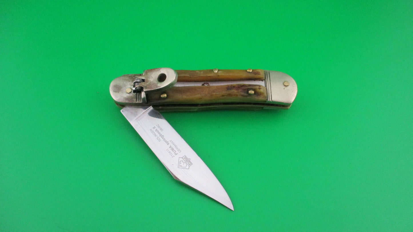 PUMA Springbock II Solingen Germany 8cm German lever stag automatic knife
