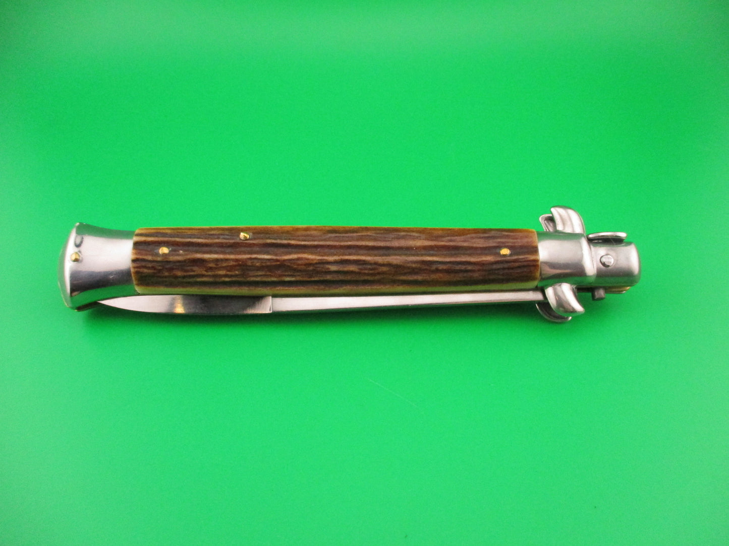 STILETTO ITALY ROSTFREI 27cm Italian Stiletto Stag Swivel bolster automatic knife
