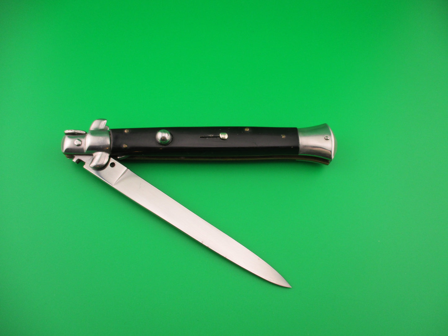INOX (diamond) 28cm Italian Stiletto swivel bolster black automatic knife
