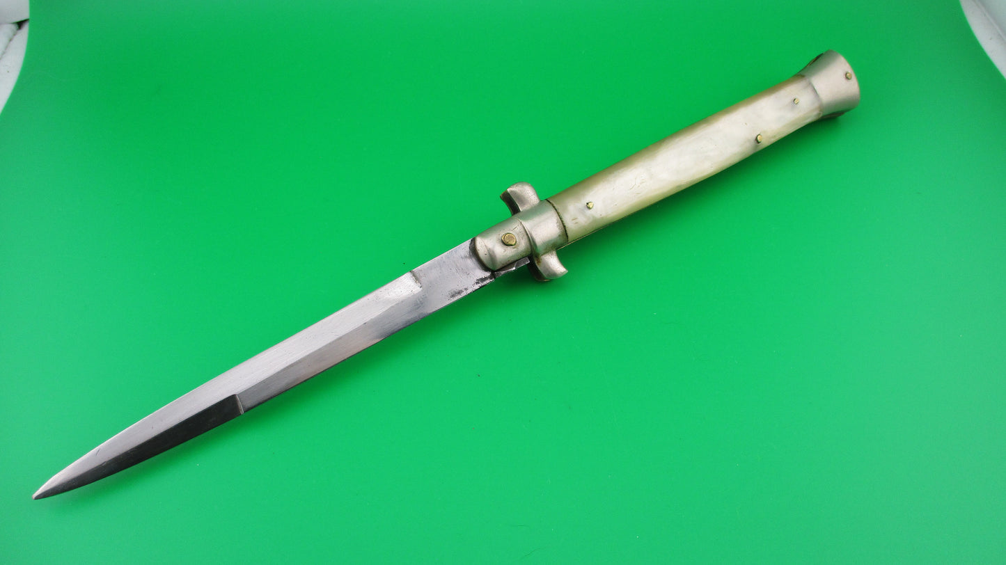RAIMONDO SPRING ROSTFREI 28cm Italian Picklock Vintage 1950s automatic knife Pearlescent horn