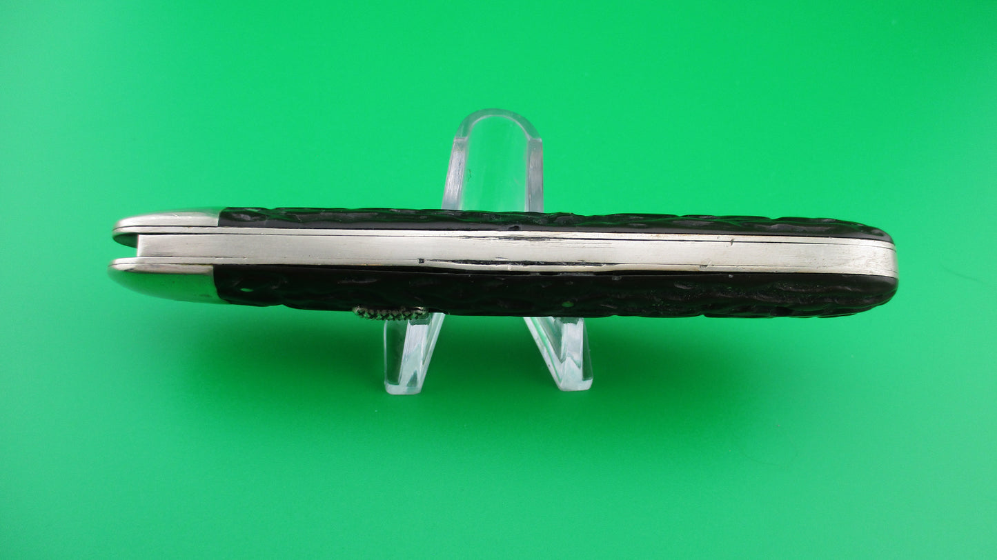 z Flylock Hunter Fisherman Stainless Steel Scaler blade Etched antique switchblade knife