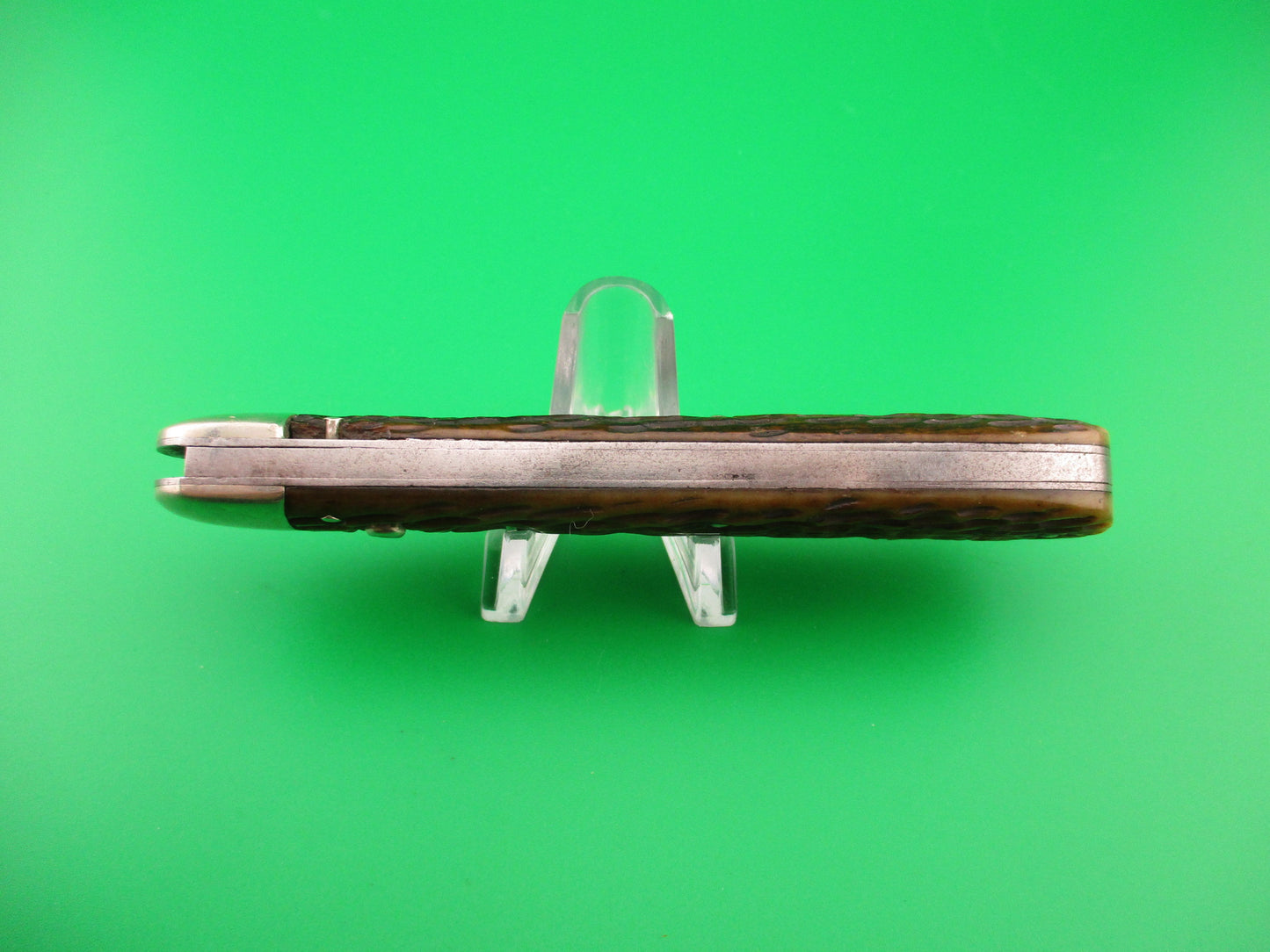 SCHRADE CUT CO 1613 3/4 Hunting Knife Saber Grind bone vintage switchblade