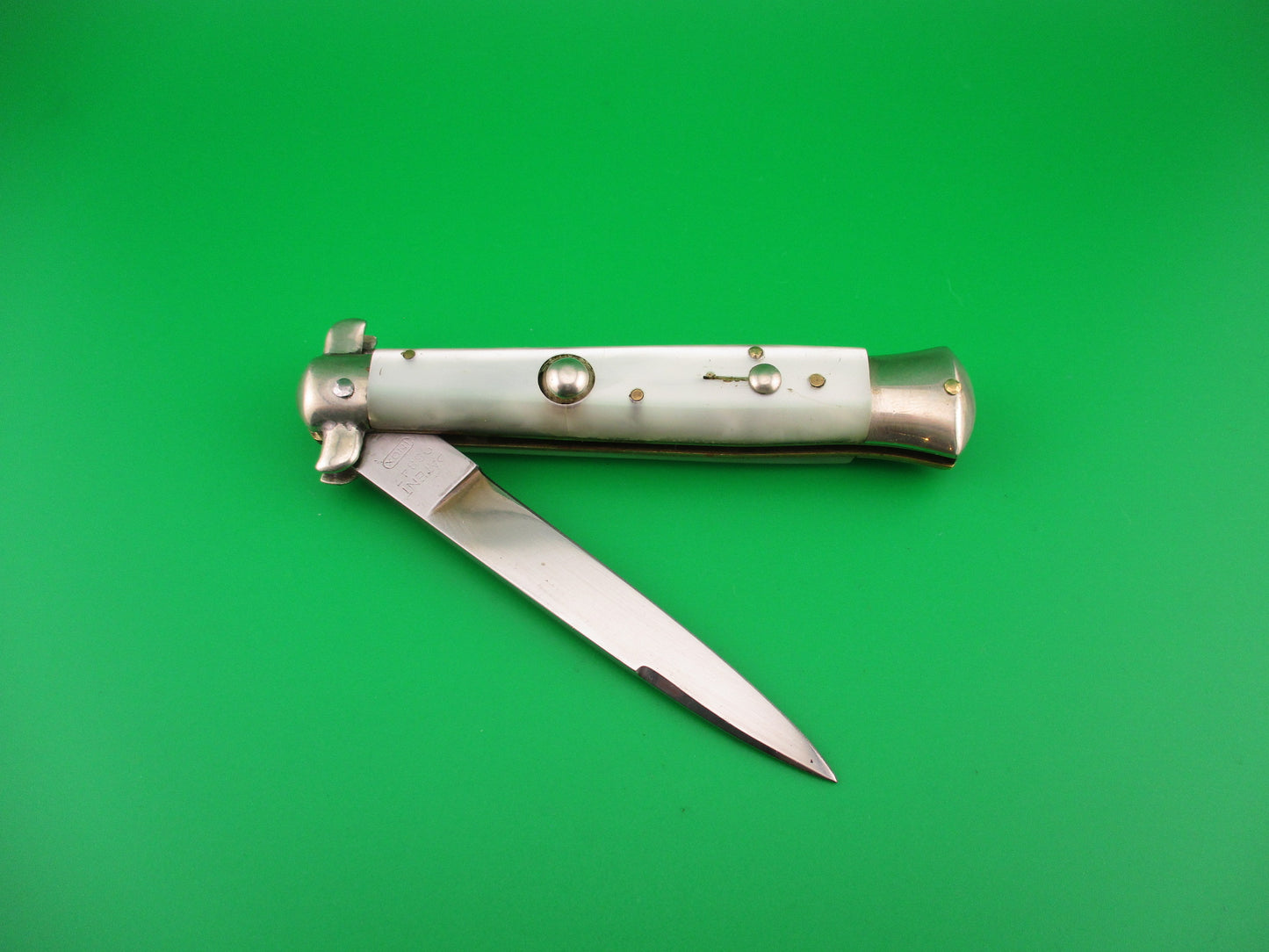 PATENT 96847 INOX 20cm Italian Derby Bolster Pearl BoBc vintage automatic knife