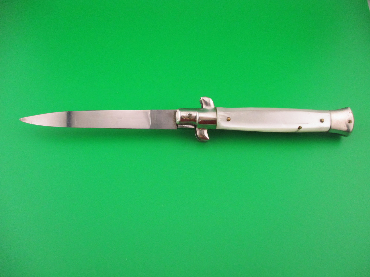 INOX 22cm Italian Stiletto Pearlex Swivel bolster vintage automatic knife