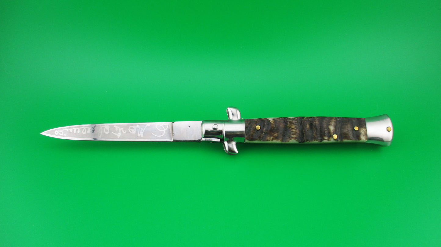 INOX 20cm Italian Stiletto Vendetta Corsa Rams horn automatic knife