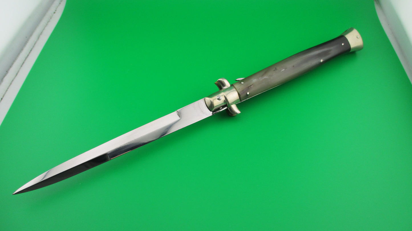 z AGA CAMPOLIN 33cm Picklock Stiletto Translucent green & black horn automatic knife