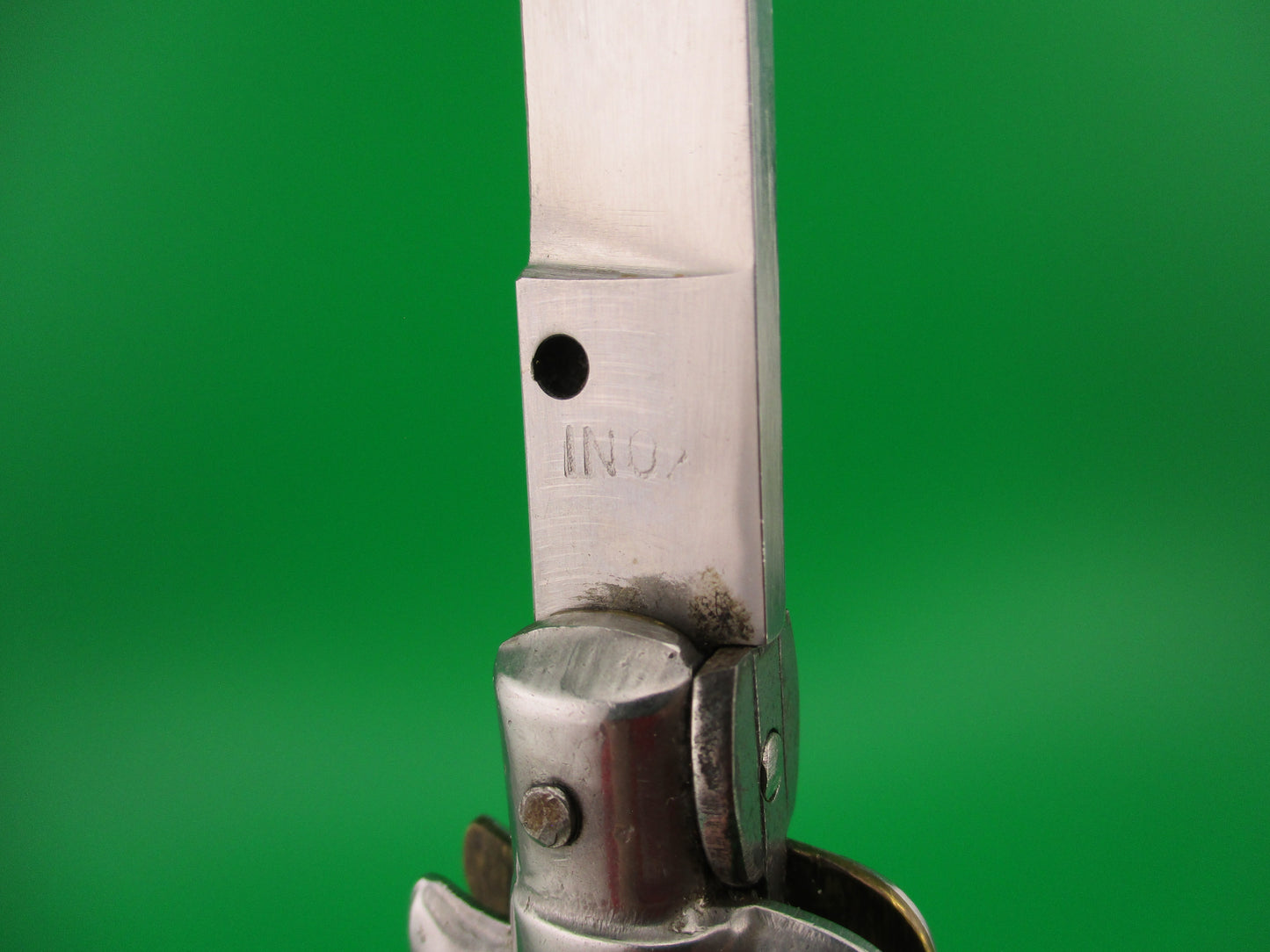 INOX 22cm Italian Stiletto Pearlex Swivel bolster vintage automatic knife