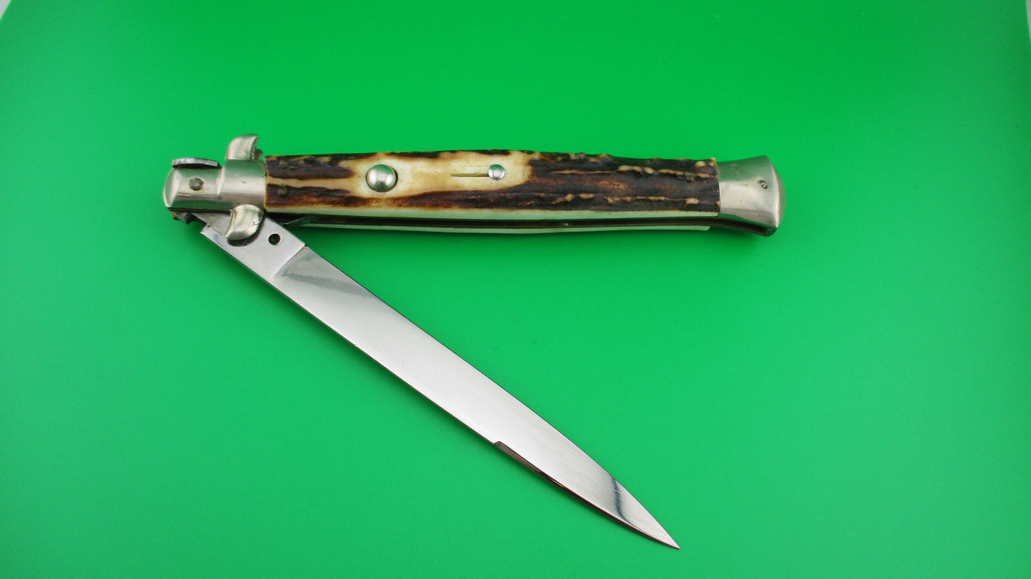 z 35MP INOX 33cm Italian Stiletto swivel bolster vintage Stag automatic knife