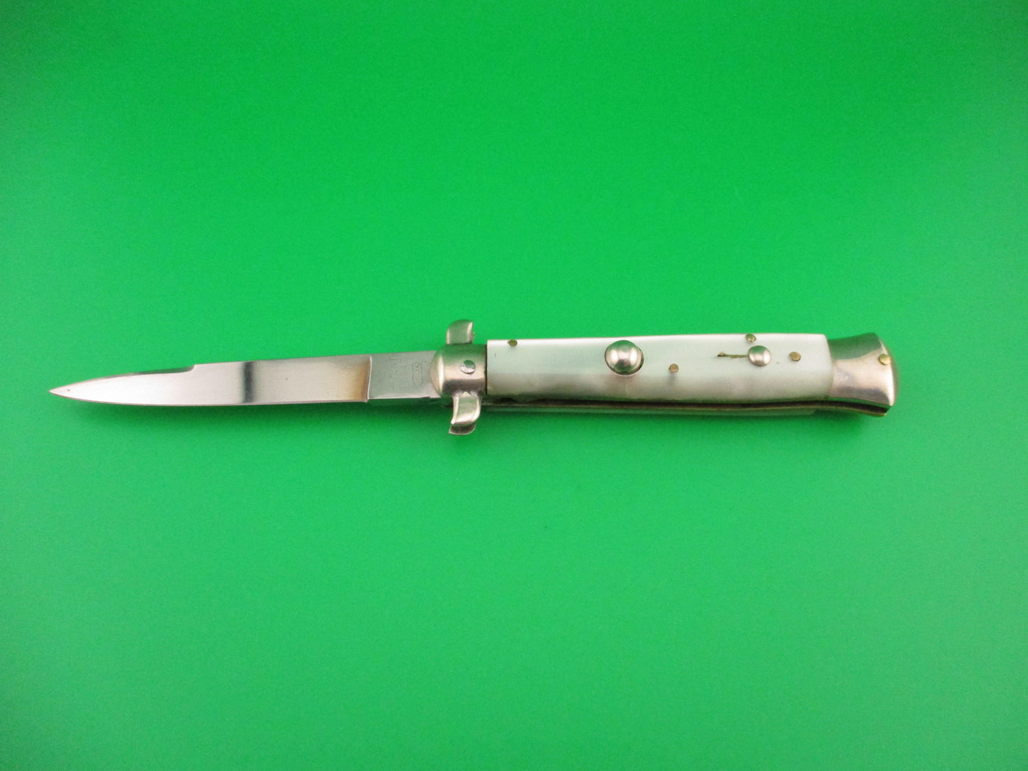 PATENT 96847 INOX 20cm Italian Derby Bolster Pearl BoBc vintage automatic knife