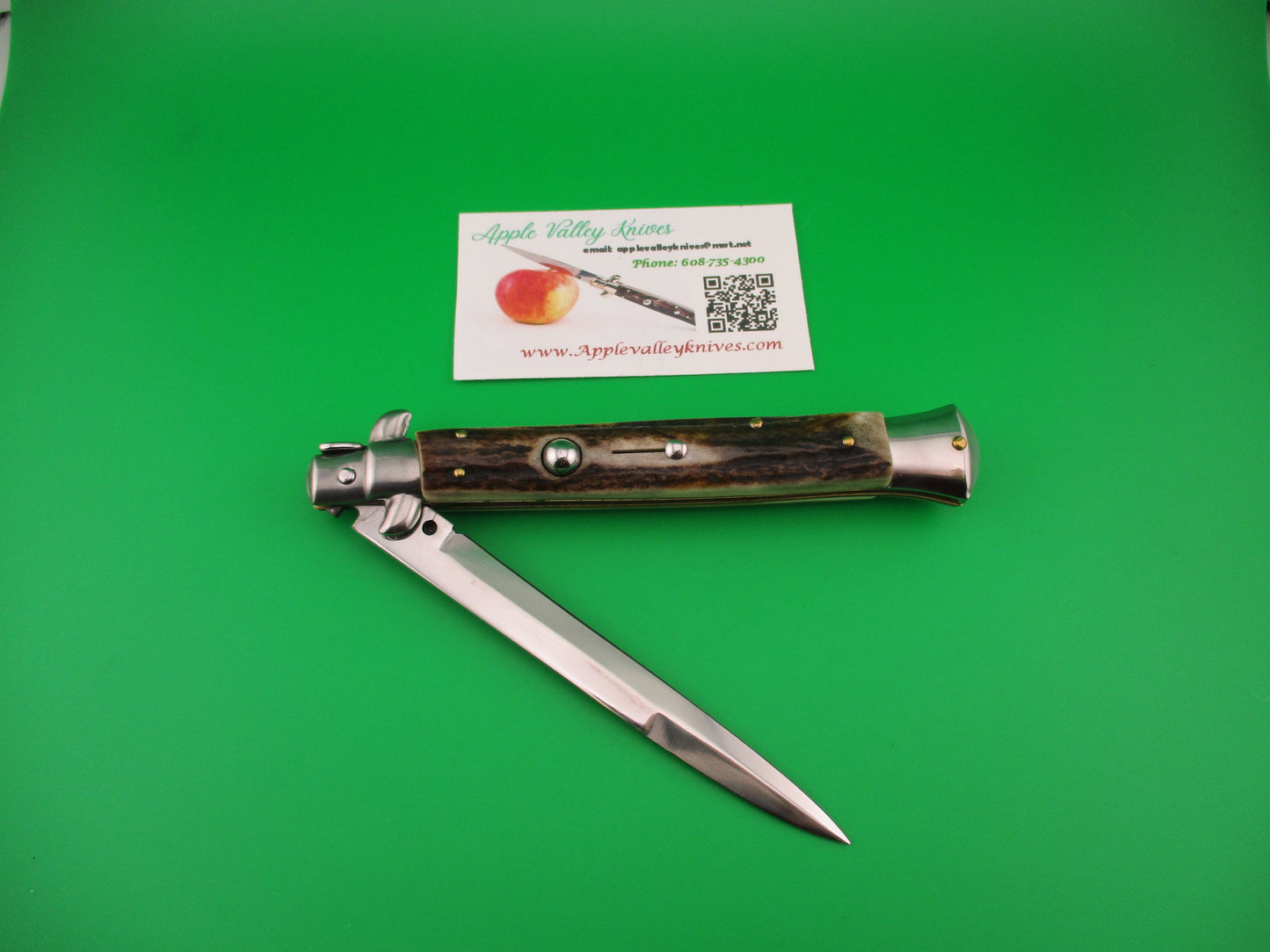 STILETTO ITALY ROSTFREI 27cm Italian Stiletto Stag Swivel bolster automatic knife
