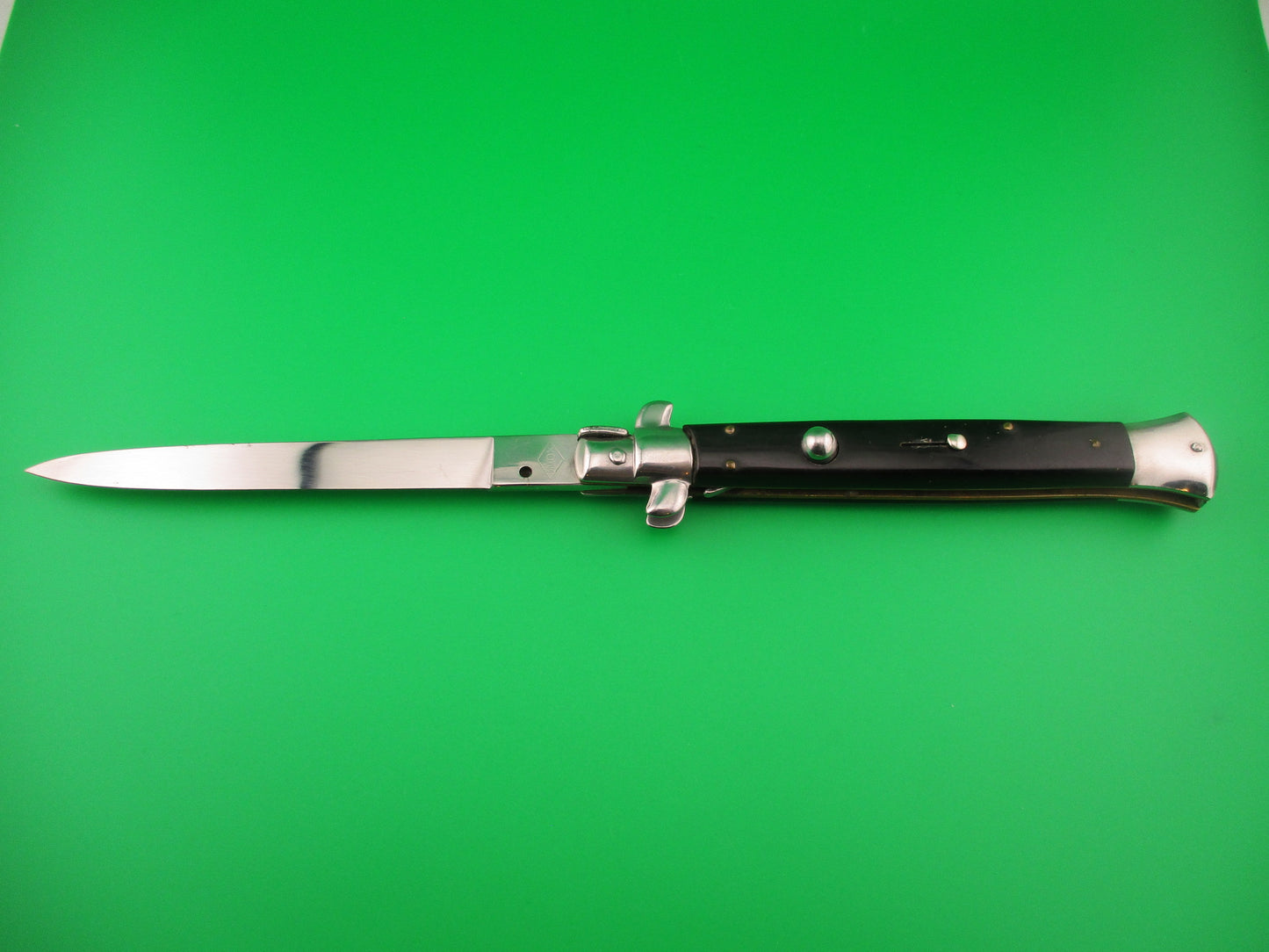 INOX (diamond) 28cm Italian Stiletto swivel bolster black automatic knife