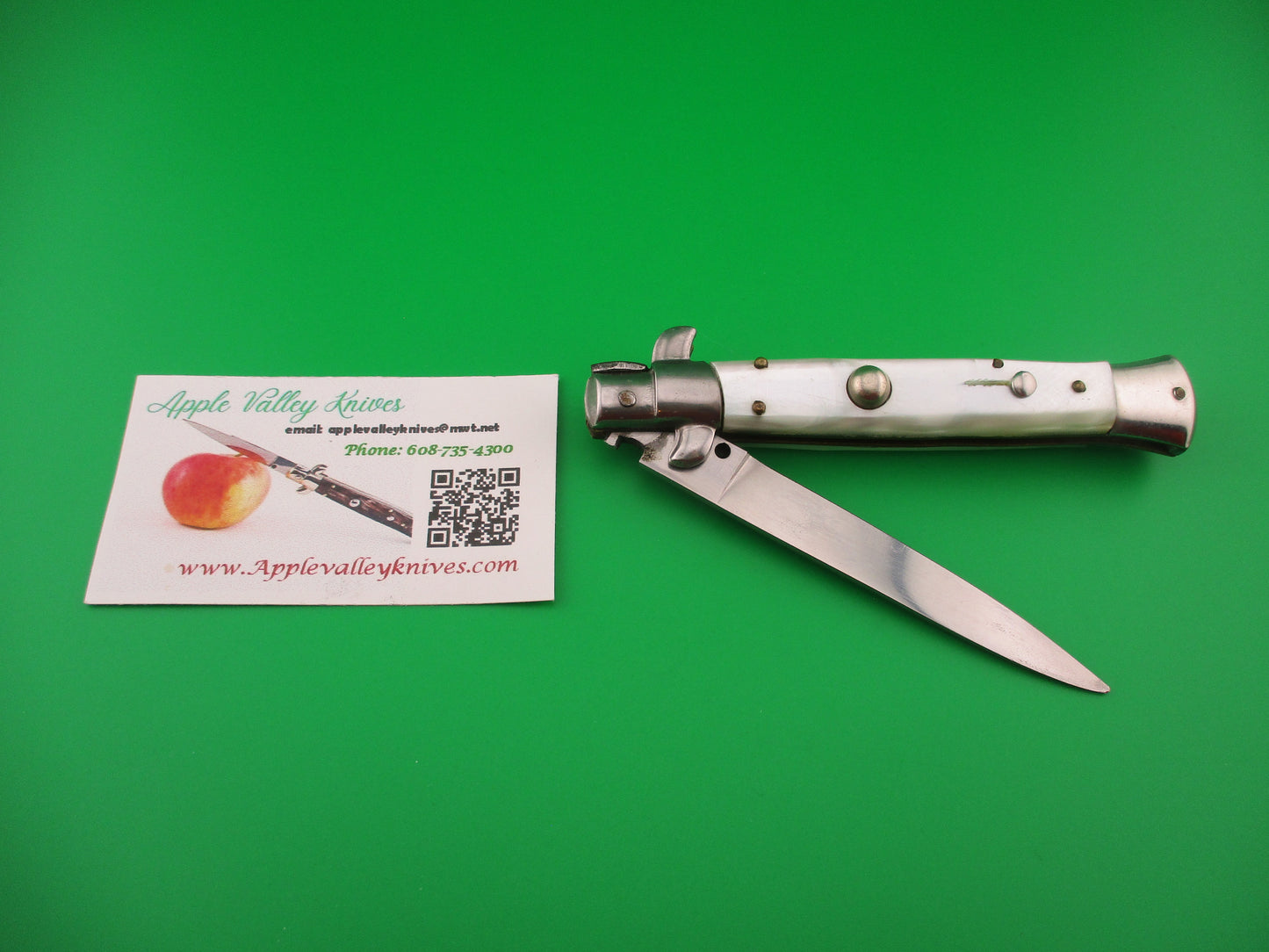 INOX 22cm Italian Stiletto Pearlex Swivel bolster vintage automatic knife