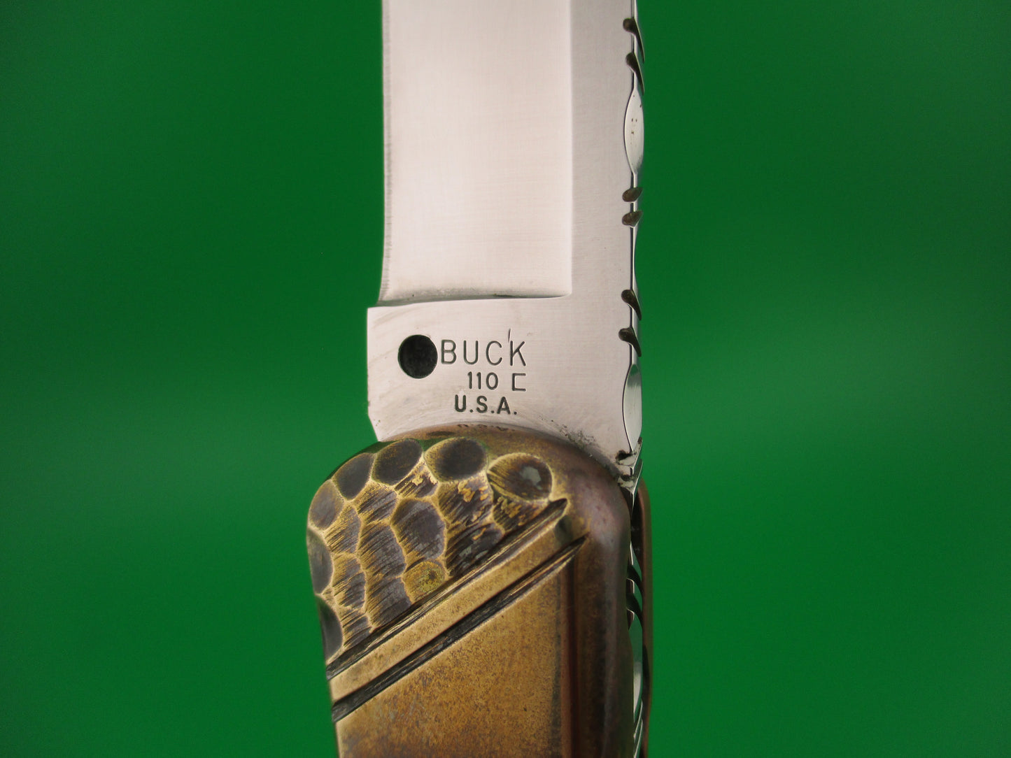 BUCK 110 BASH DANI SA Conversion Customized Navajo style Turquoise & Brass automatic knife