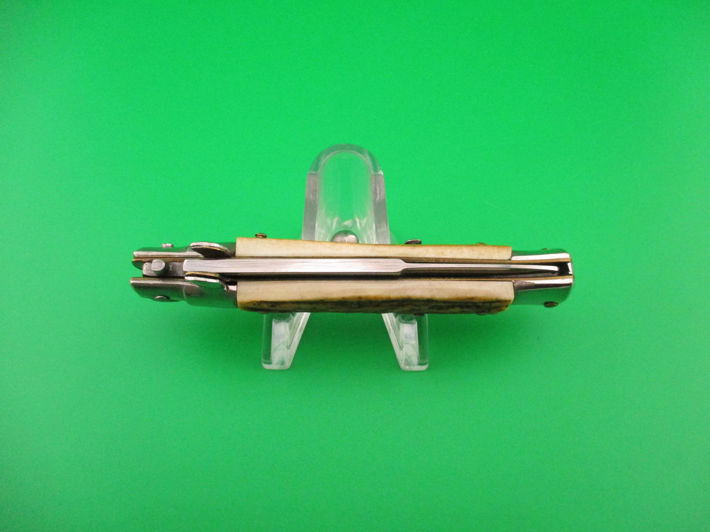 ROSTFREI 16cm Italian Stag stiletto Oreste Dibon swivel bolster automatic knife
