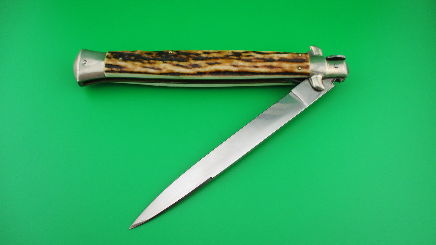 z 35MP INOX 33cm Italian Stiletto swivel bolster vintage Stag automatic knife