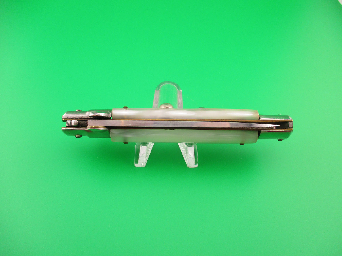 INOX 22cm Italian Stiletto Pearlex Swivel bolster vintage automatic knife