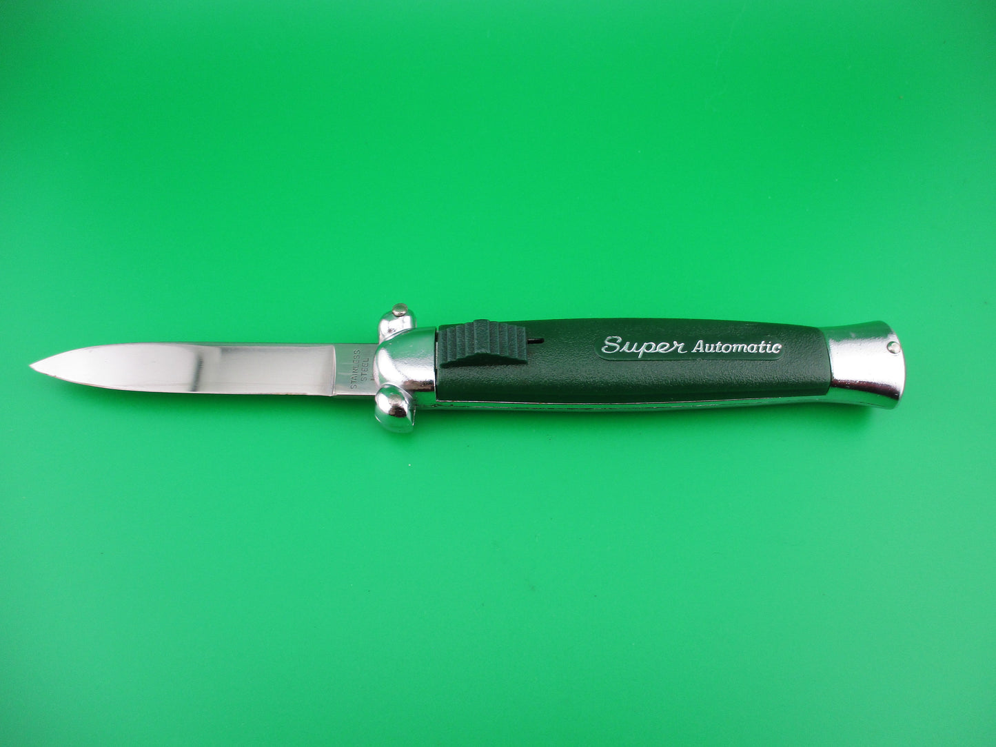 z Rare GREEN SUPER AUTOMATIC vintage OTF da STAINLESS STEEL