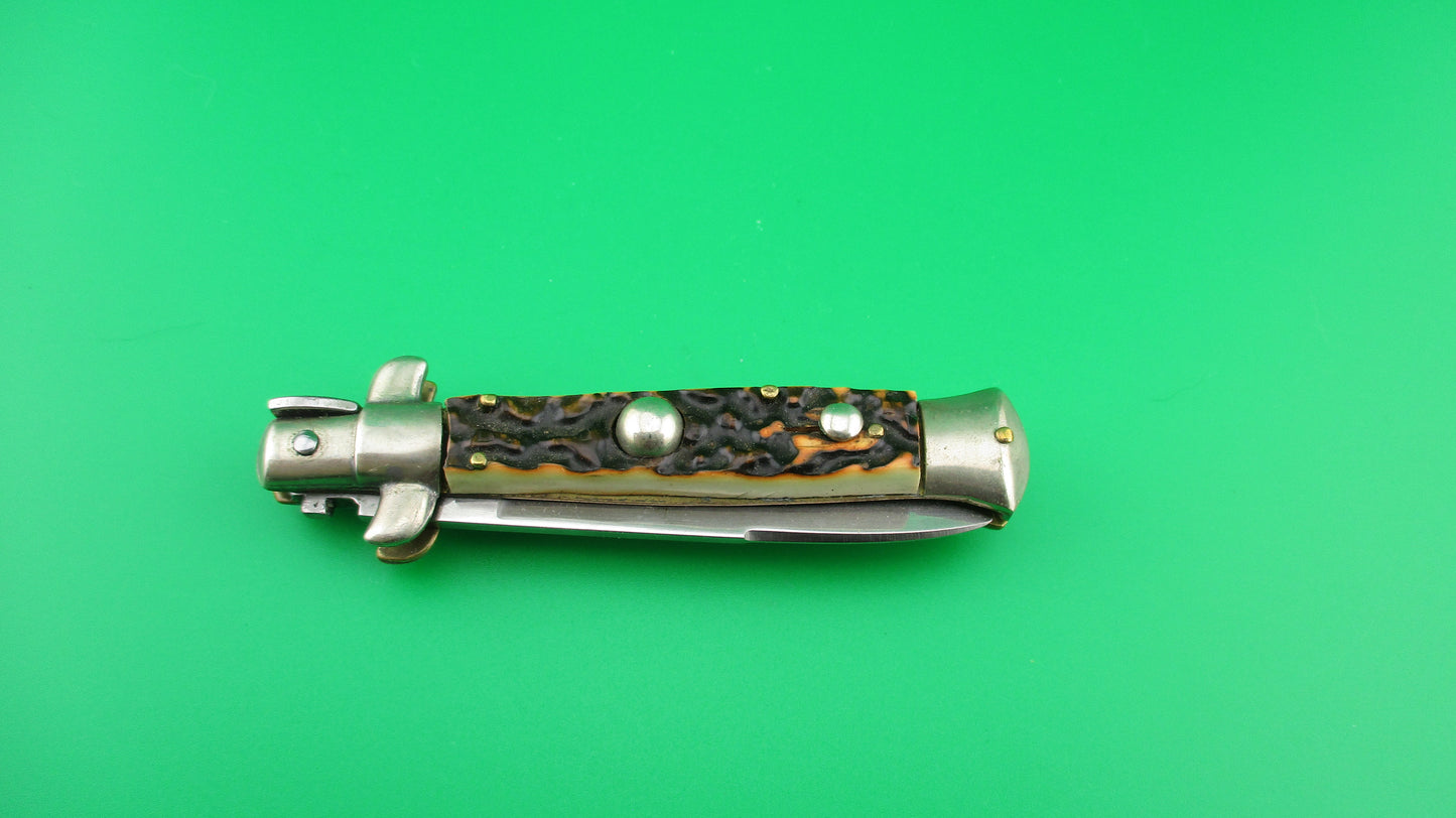 INOX 16cm Italian Transitional Stiletto Imitation stag vintage automatic knife