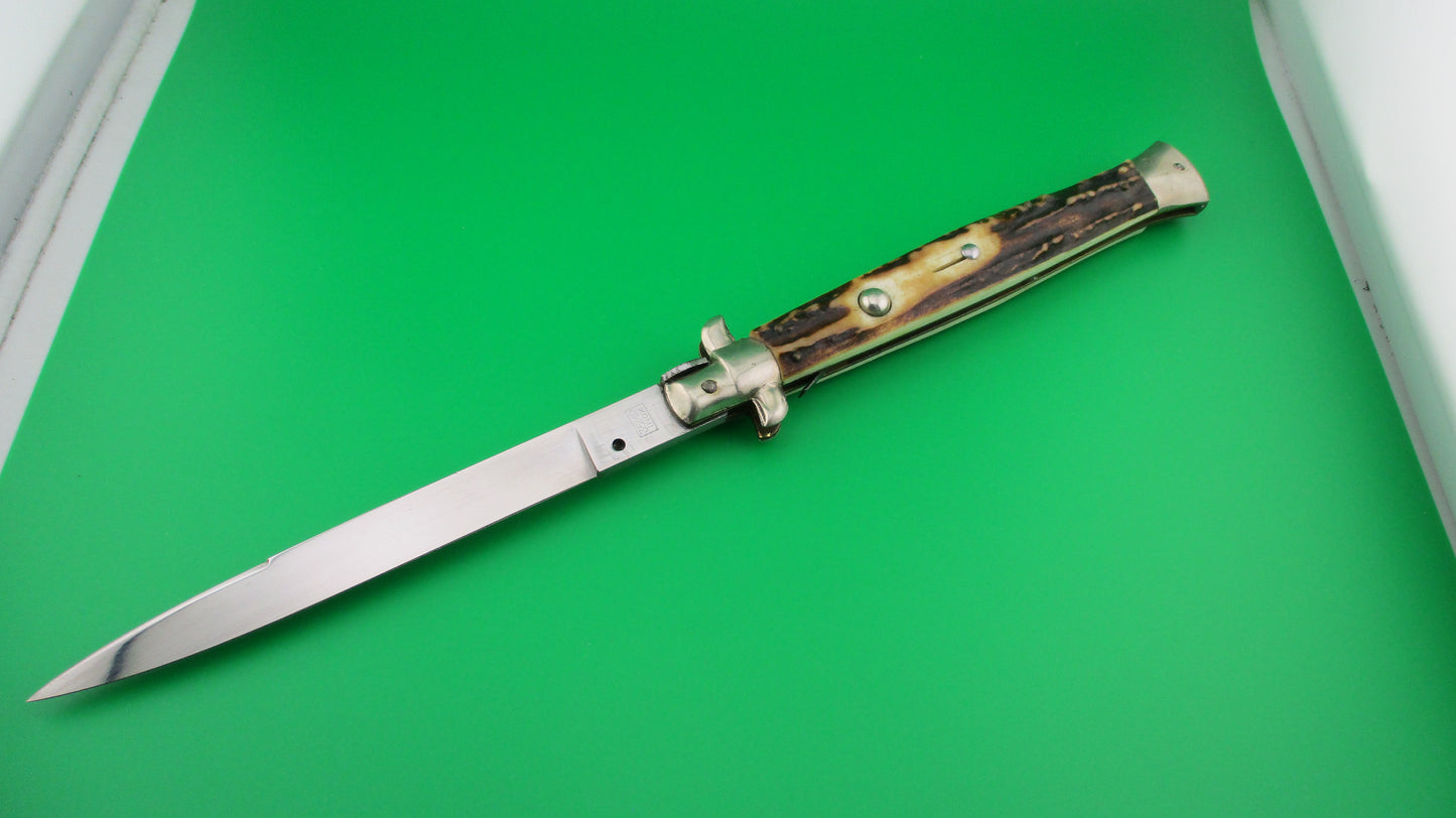 z 35MP INOX 33cm Italian Stiletto swivel bolster vintage Stag automatic knife