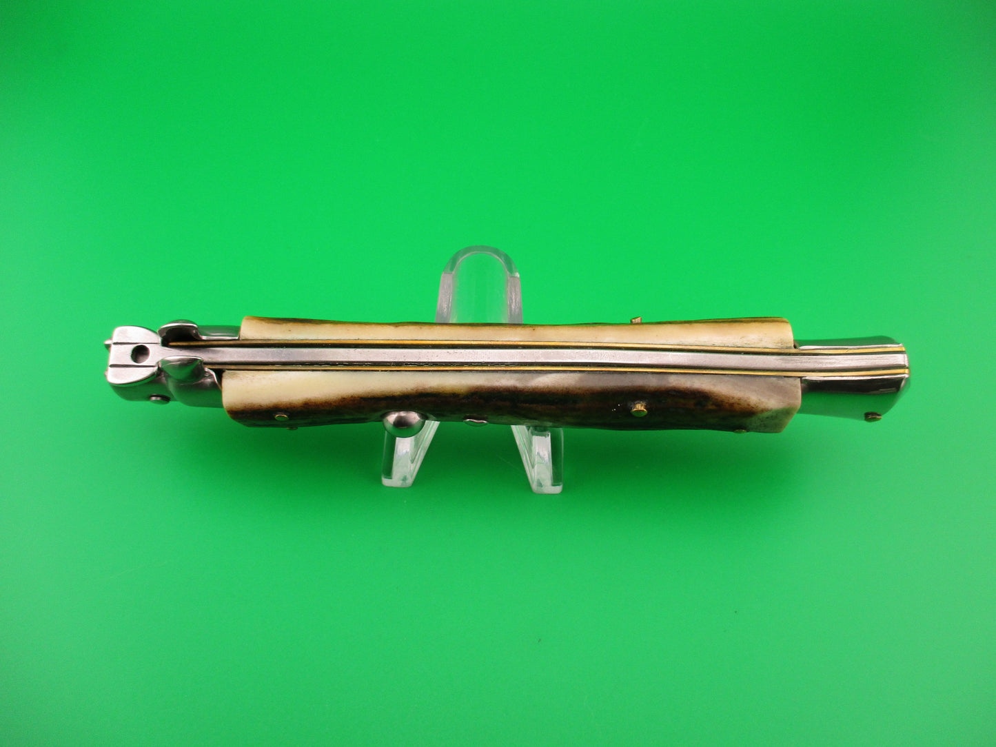 STILETTO ITALY ROSTFREI 27cm Italian Stiletto Stag Swivel bolster automatic knife