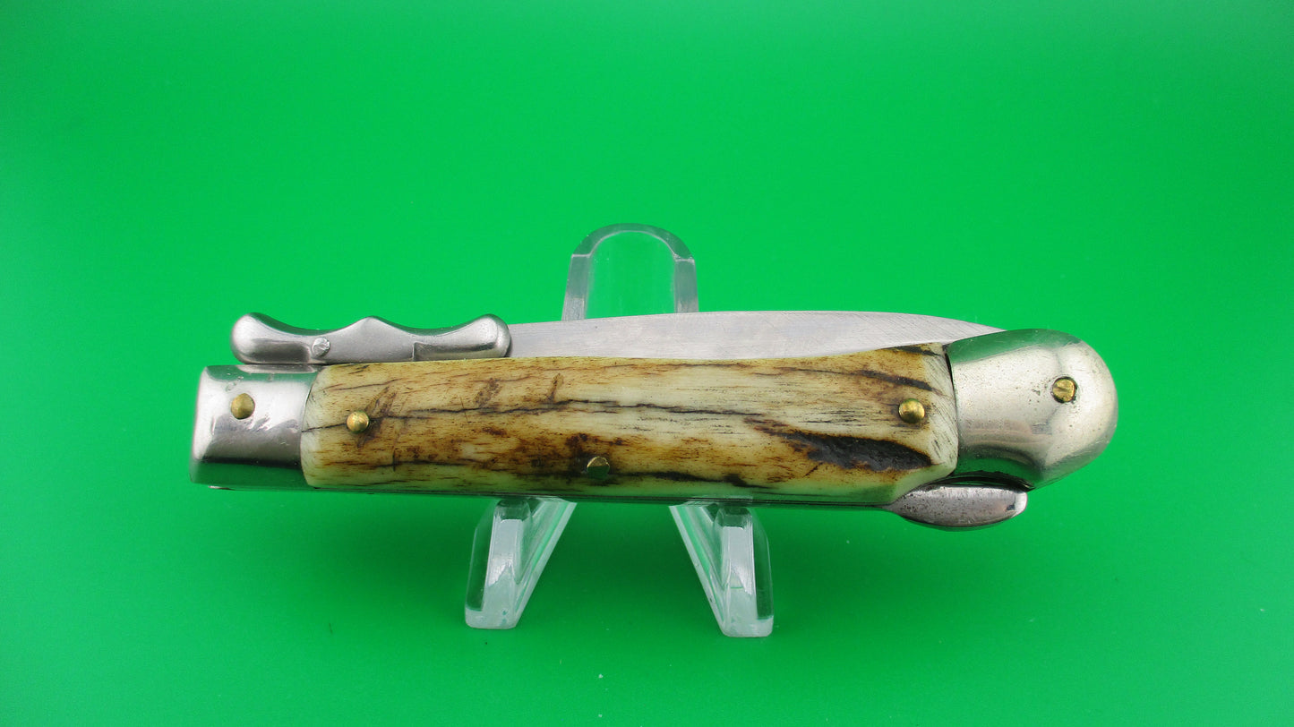 AKC ITALY 19cm Italian Stag Swing guard dagger automatic lockback knife