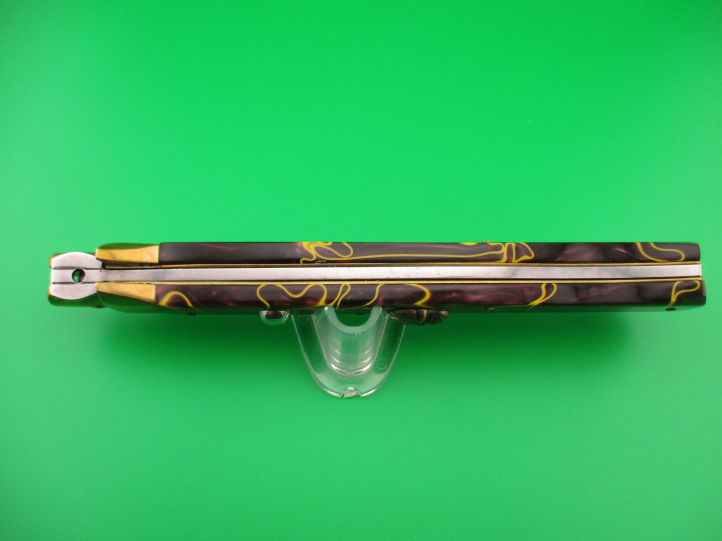 MADE IN ITALY 33cm Italian Chad Ruben Customized w Skull & Purple Kirinite automatic knife