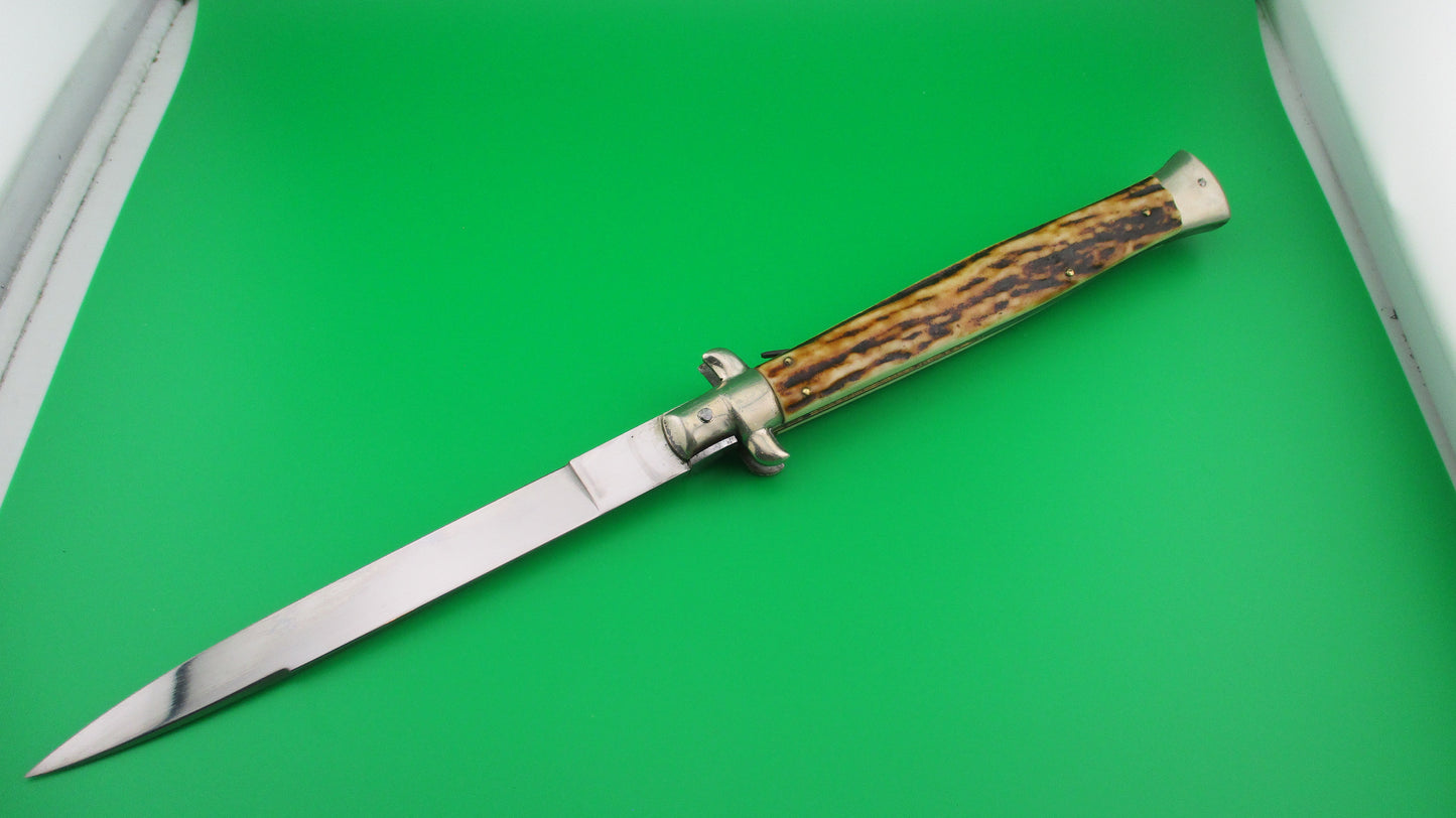 z 35MP INOX 33cm Italian Stiletto swivel bolster vintage Stag automatic knife