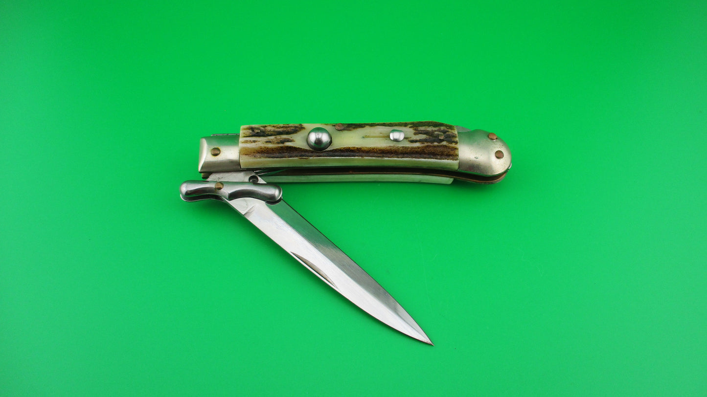 z ROSTFREI MEDICI 19cm Italian Stag Swing guard dagger automatic knife