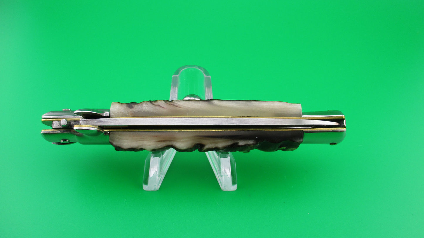 INOX 20cm Italian Stiletto Vendetta Corsa Rams horn automatic knife