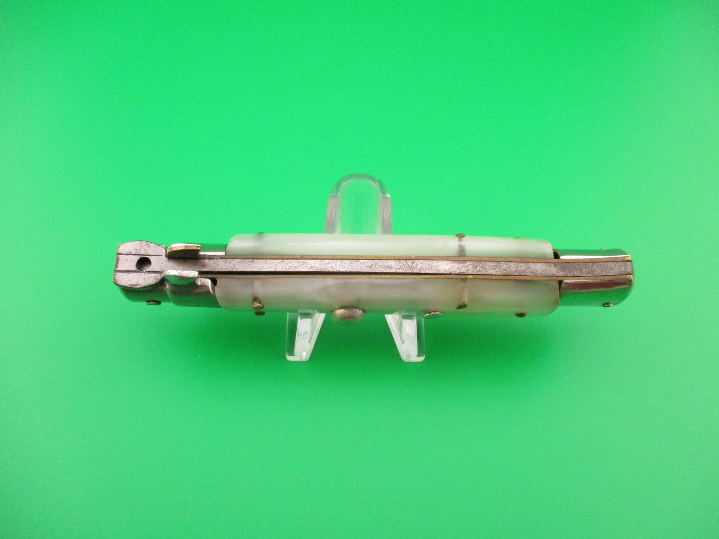 INOX 22cm Italian Stiletto Pearlex Swivel bolster vintage automatic knife