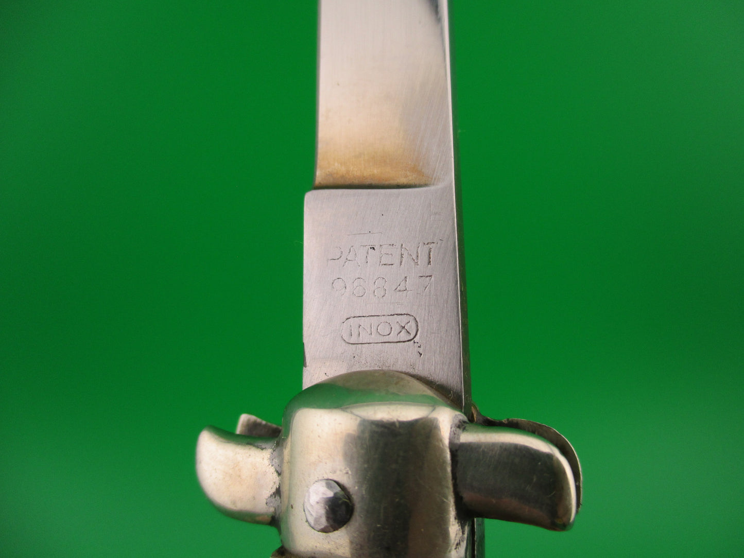 PATENT 96847 INOX 20cm Italian Derby Bolster Pearl BoBc vintage automatic knife