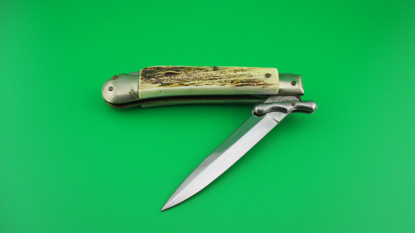 z ROSTFREI MEDICI 19cm Italian Stag Swing guard dagger automatic knife