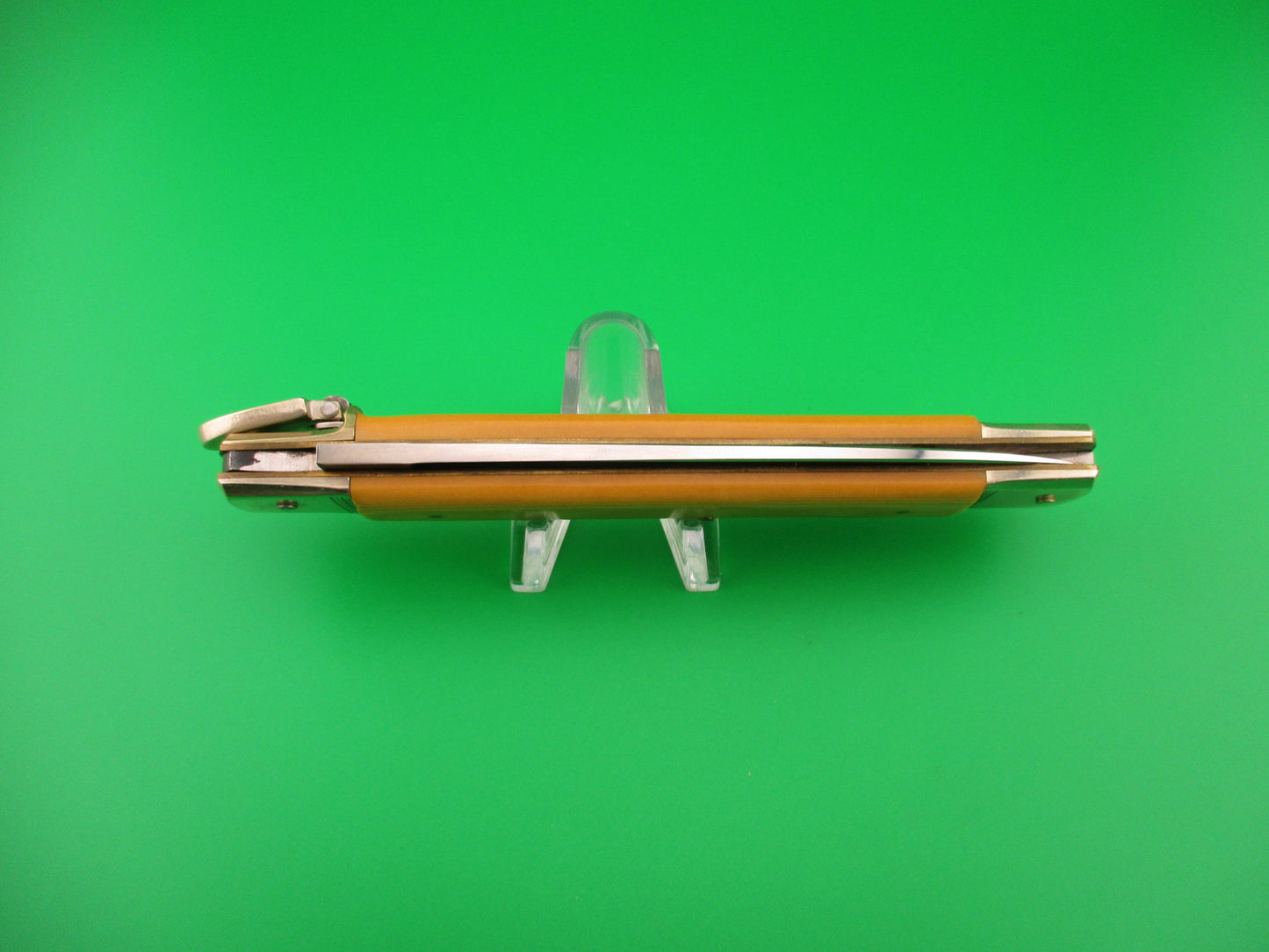 Hubertus Solingen 14cm Large Slimline Lever Yellow Micarta automatic knife
