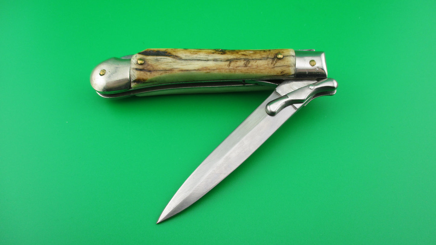AKC ITALY 19cm Italian Stag Swing guard dagger automatic lockback knife