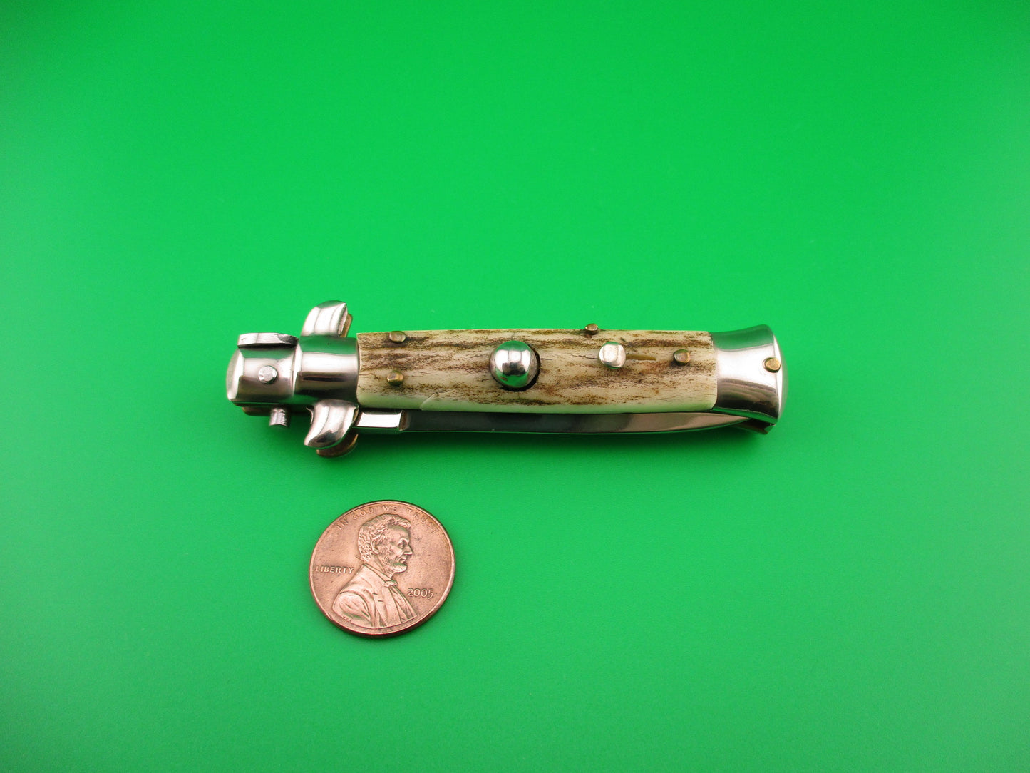 ROSTFREI 14cm Italian Stag stiletto Oreste Dibon vintage automatic knife