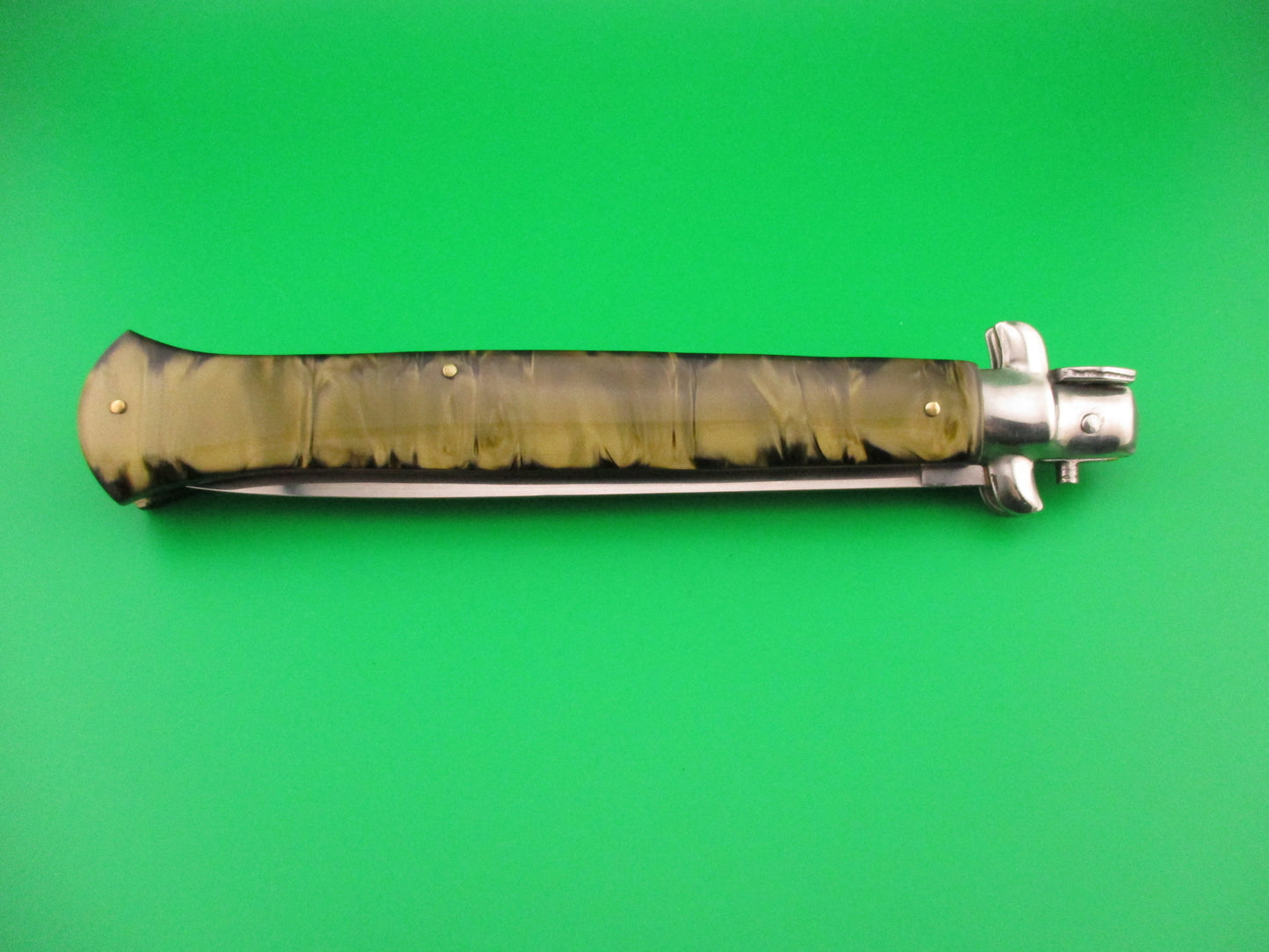 MADE IN ITALY 33cm Italian Chad Ruben Customized w Skull & Green Smoke Krinite automatic knife
