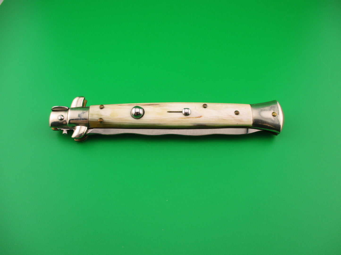 FRANK B ITALY 28cm Italian Picklock Stiletto Kris Honey & Cream Horn automatic knife