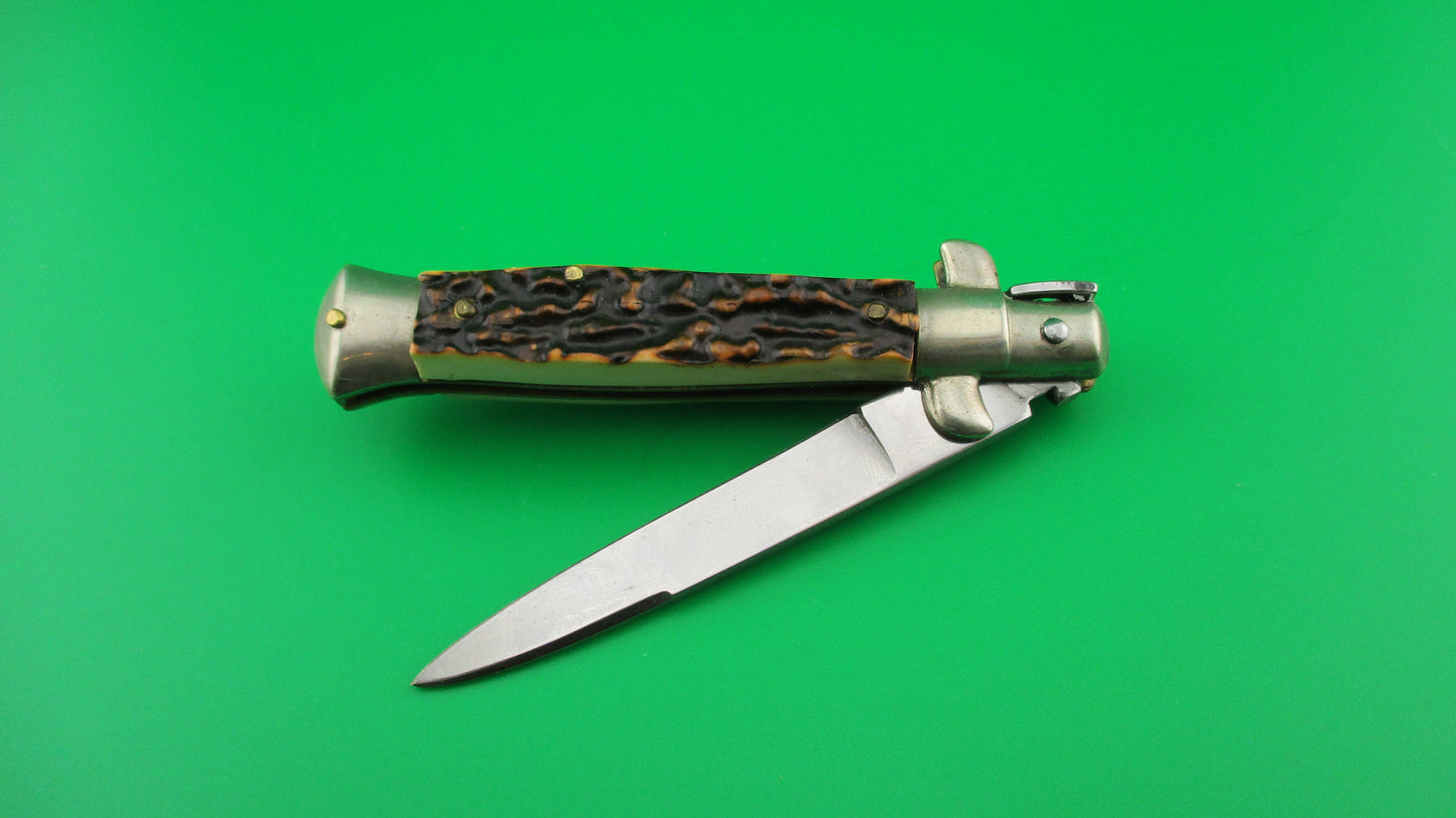 INOX 16cm Italian Transitional Stiletto Imitation stag vintage automatic knife