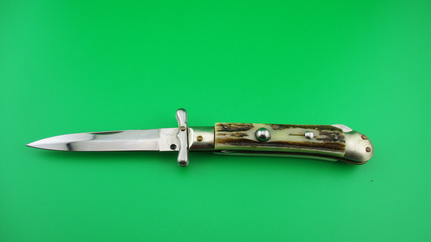 z ROSTFREI MEDICI 19cm Italian Stag Swing guard dagger automatic knife