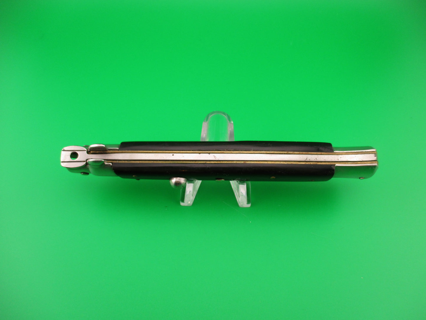 INOX (diamond) 28cm Italian Stiletto swivel bolster black automatic knife